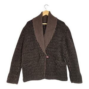 Vintage 90s L.B. Diffusion 90% Mohair Wool Cardigan Jacket L Brown Hong Kong